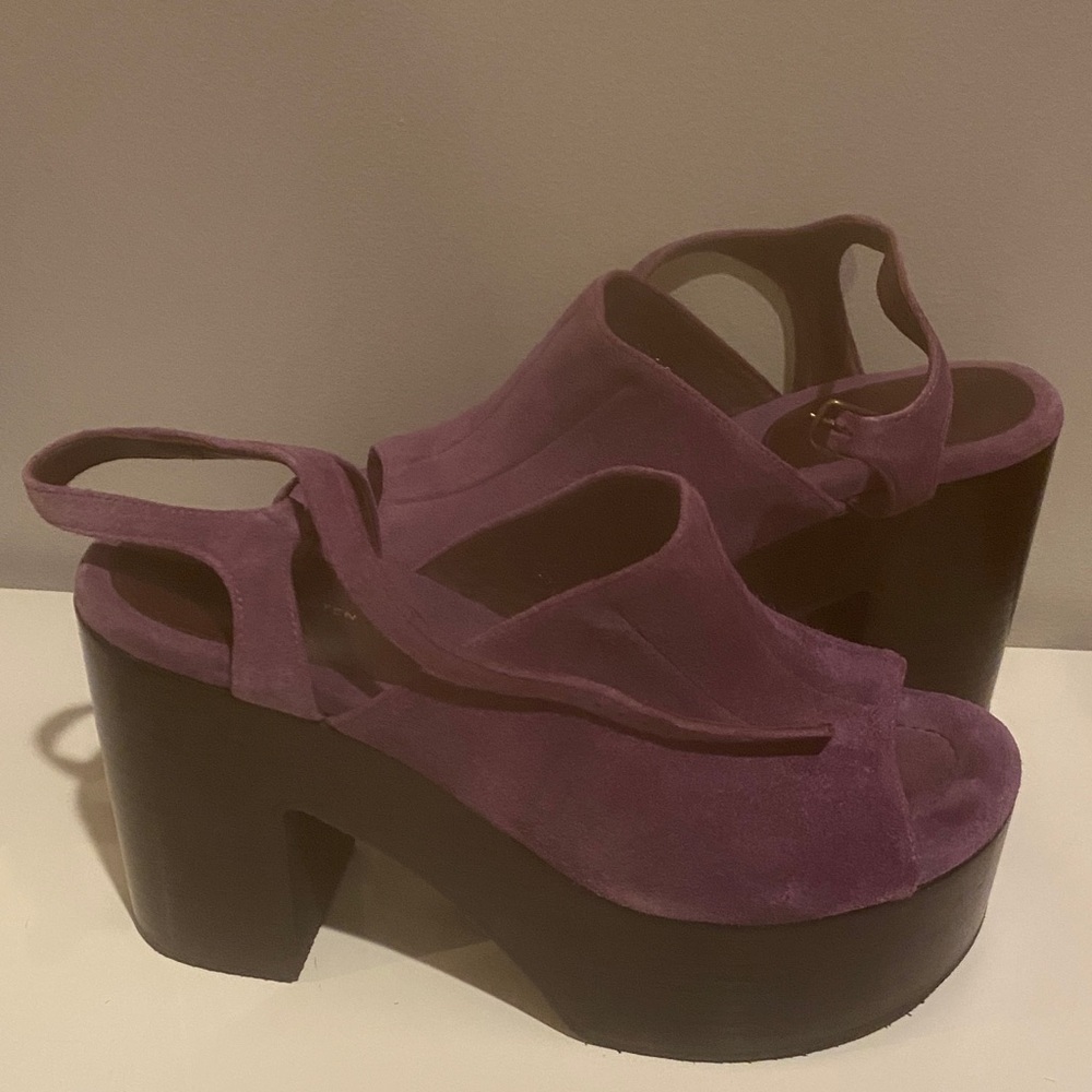 Dries Van Noten Purple Suede Platform Heels
